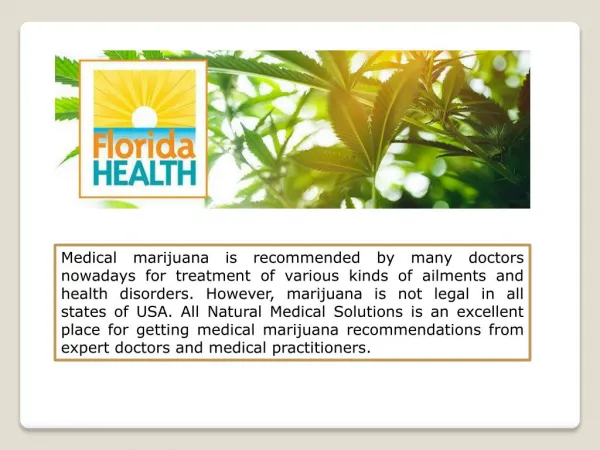 Medical Marijuana in Florida - All Natural Medical Solutions