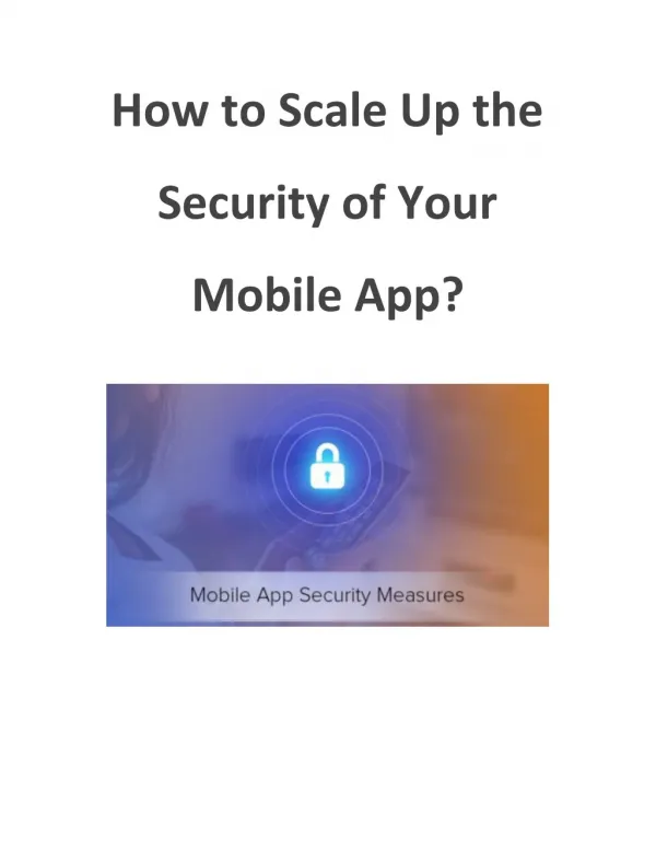 How to Scale Up the Security of Your Mobile App?