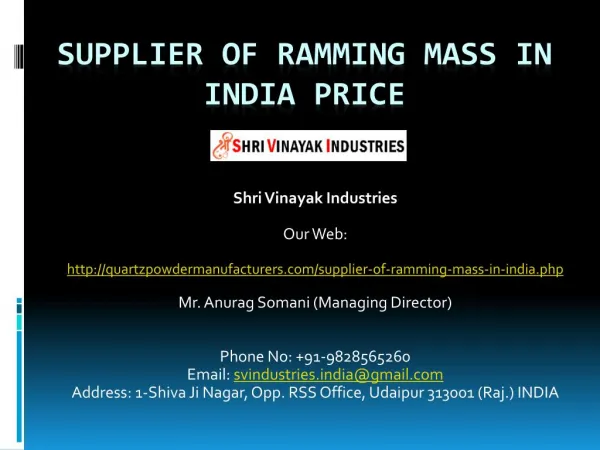 Supplier of Ramming mass in India price