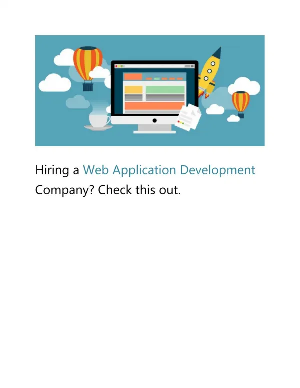 Hiring Web Application Development Company?