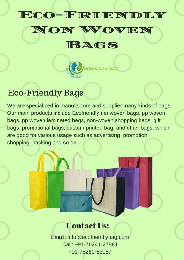 Great collection of eco friendly non woven bags in noida