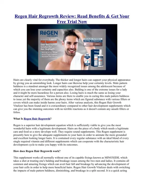 Regen Hair Regrowth Review: Read Benefits & Get Your Free Trial Now