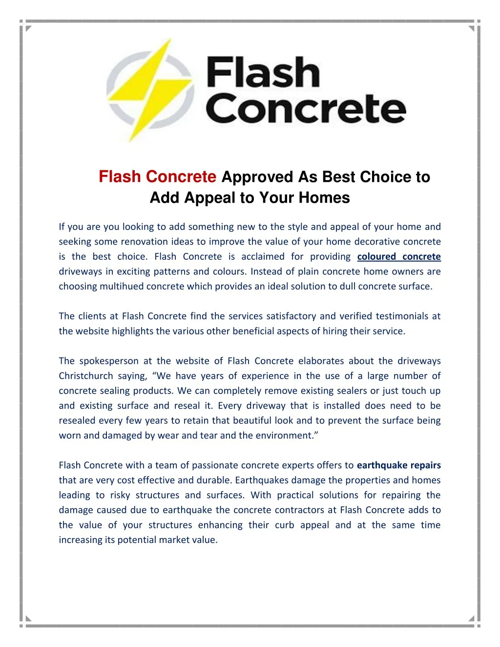flash concrete approved as best choice