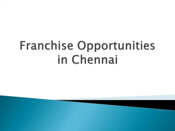 Franchise Opportunities in Chennai