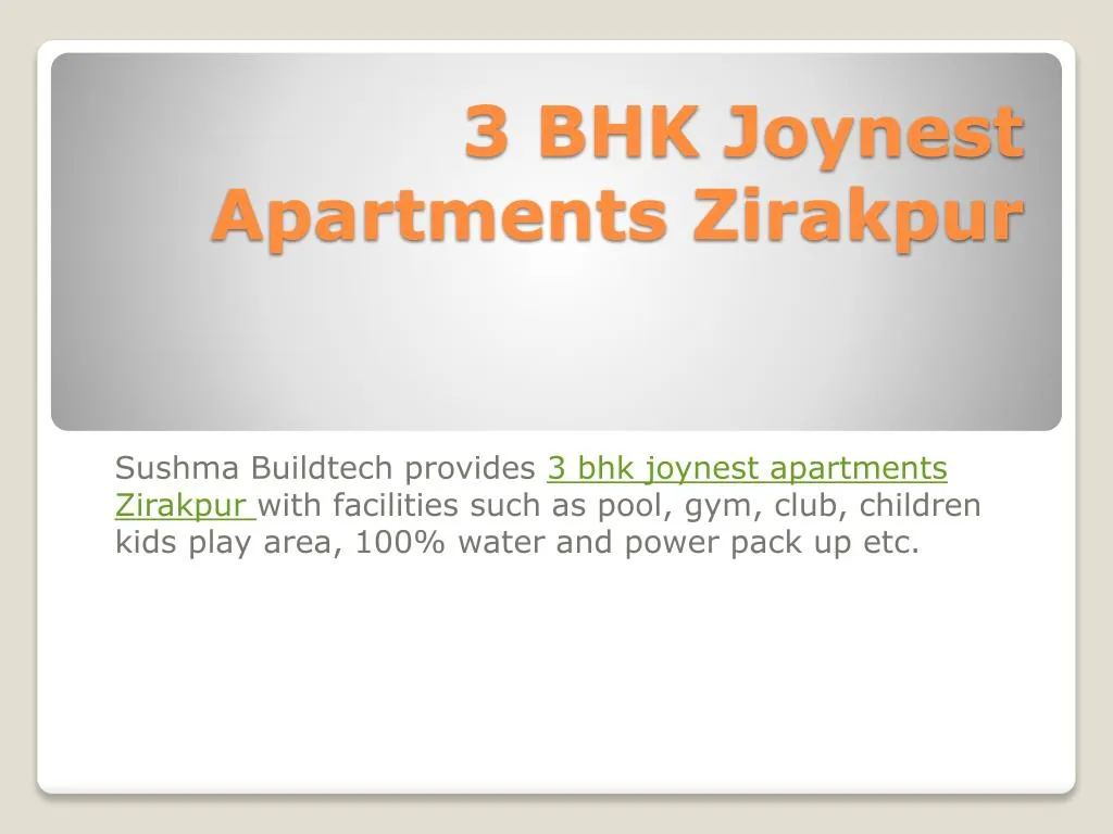 3 bhk joynest apartments zirakpur