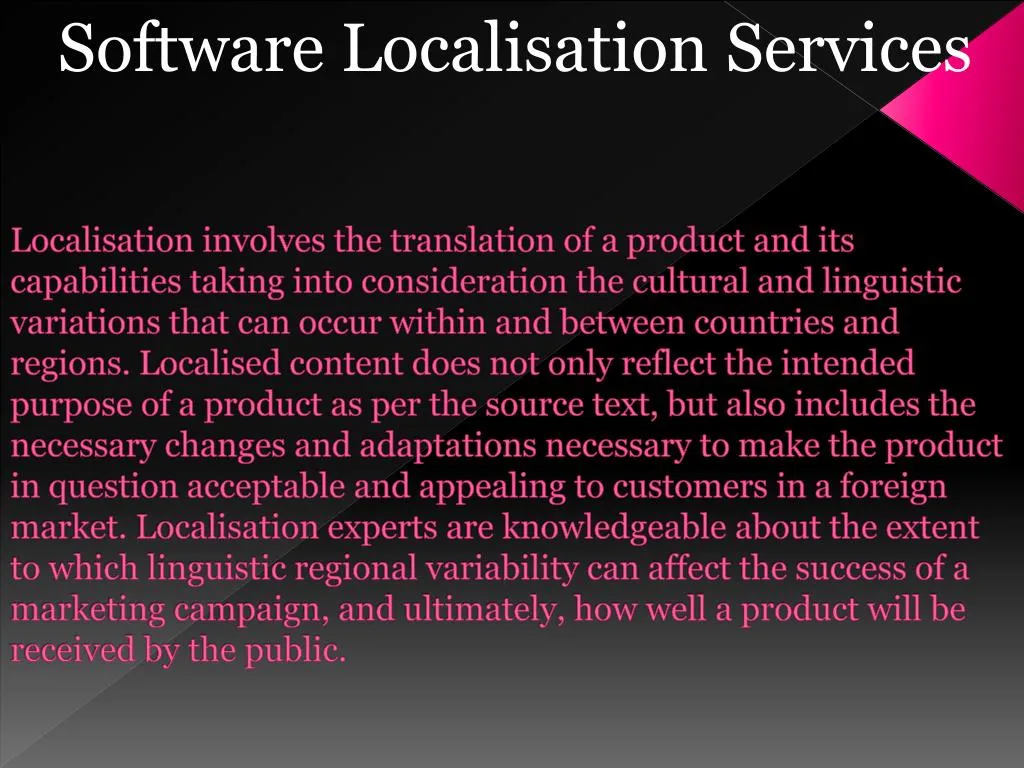 localisation involves the translation