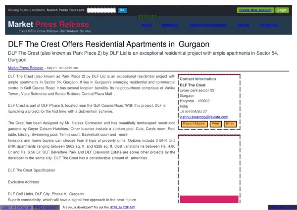 DLF The Crest - Luxury Property in Gurgaon