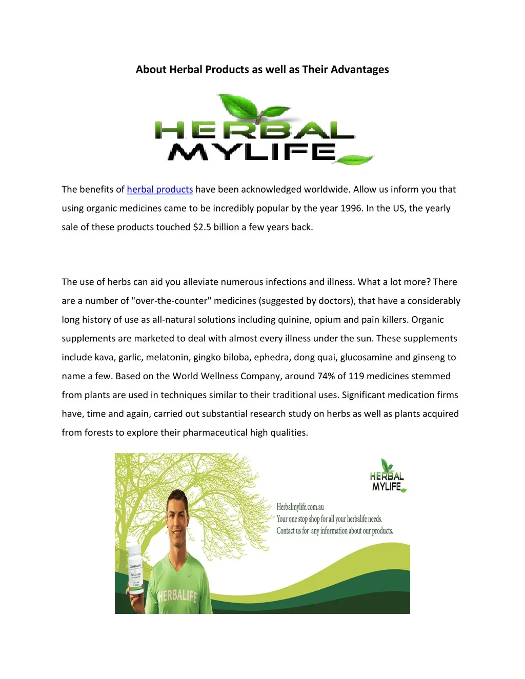 about herbal products as well as their advantages