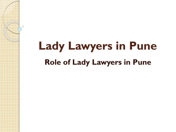 Role of Lady Lawyers in Pune