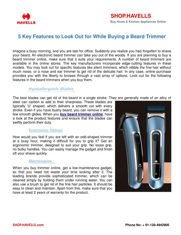 5 Key Features to Look Out For While Buying a Beard Trimmer