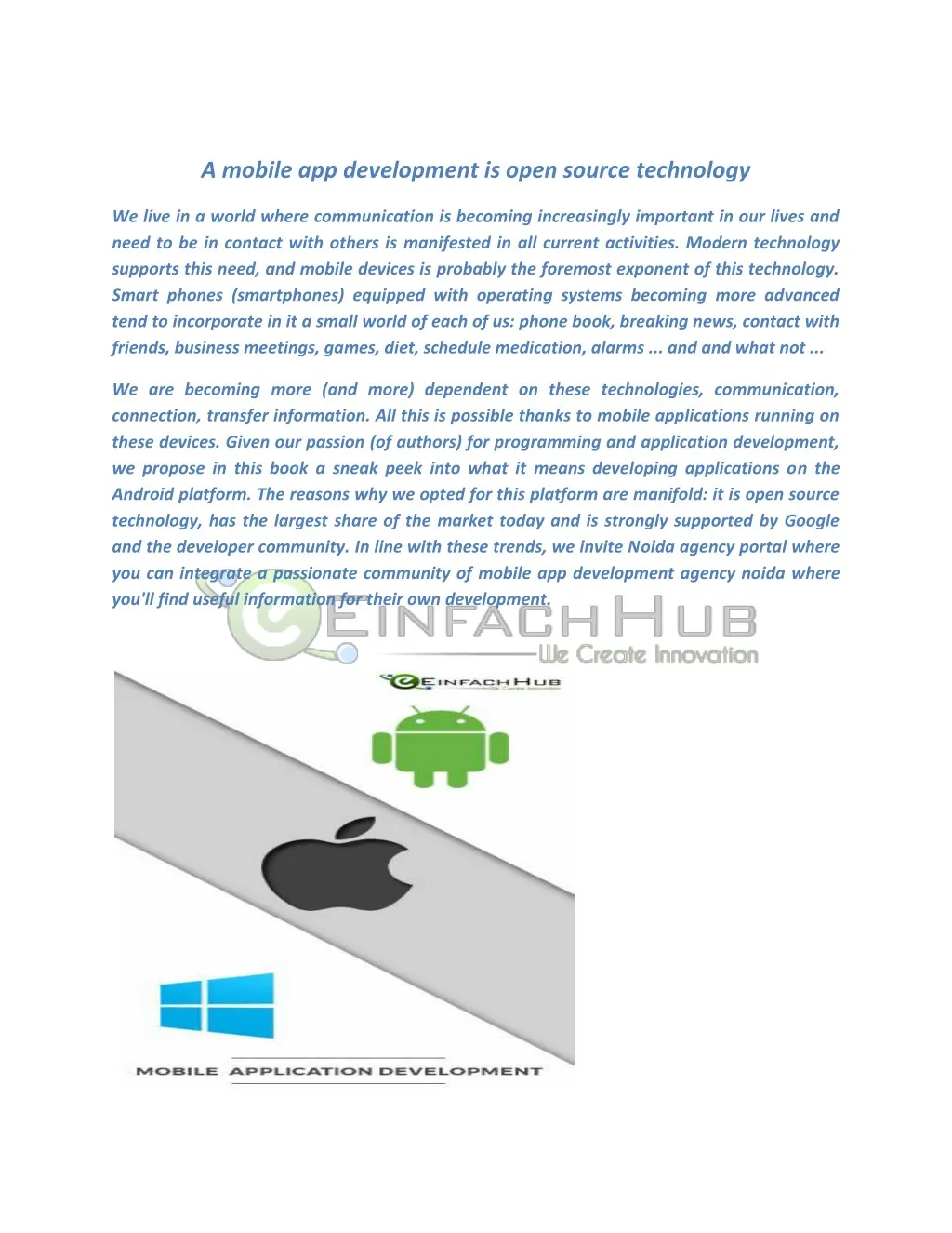 a mobile app development is open source technology