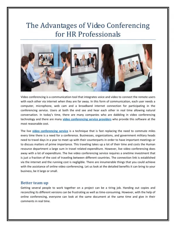 The Advantages of Video Conferencing for HR Professionals