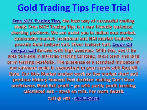 Free MCX Trading Tips, Crude Oil Jackpot Call Service with high Profit