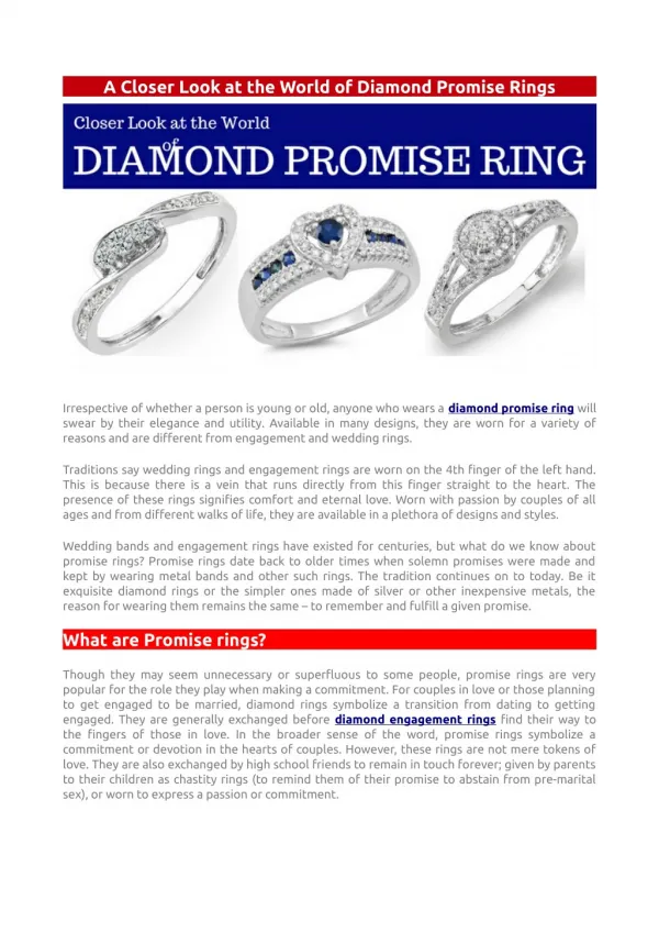 A Closer Look at the World of Diamond Promise Rings