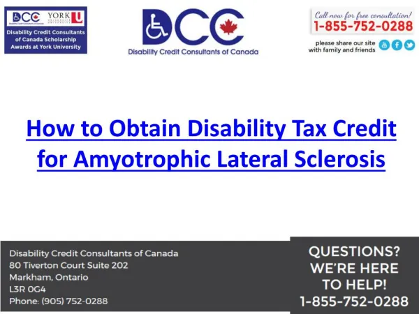 Amyotrophic Lateral Sclerosis - How to Get Disability Tax Credit for ALS