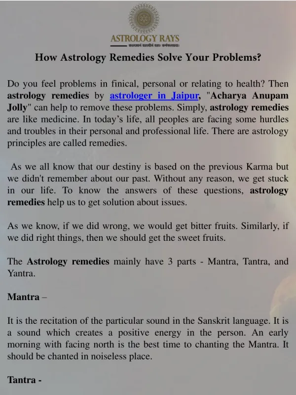 How Astrology Remedies Solve Your Problems - AstrologyRays