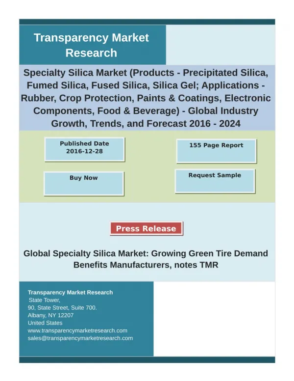 Specialty Silica An insight on the important factors and trends influencing the market 2024