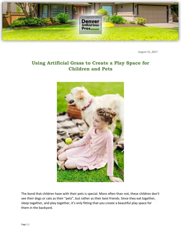 Using Artificial Grass to Create a Play Space for Children and Pets