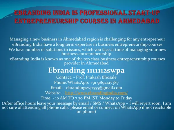 3.eBranding India is Professional Start-up Entrepreneurship Courses in Ahmedabad