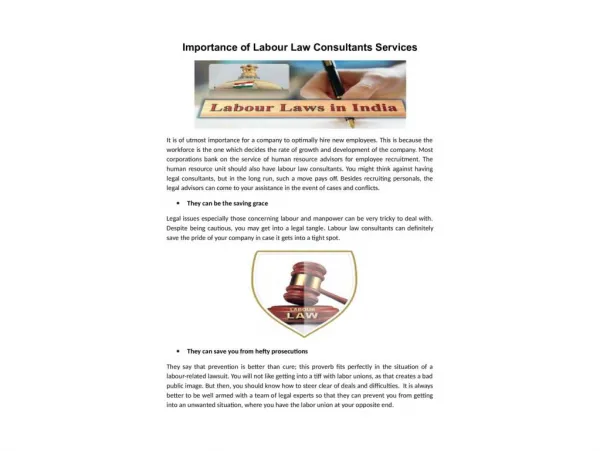 Importance of Labour Law Consultants Services