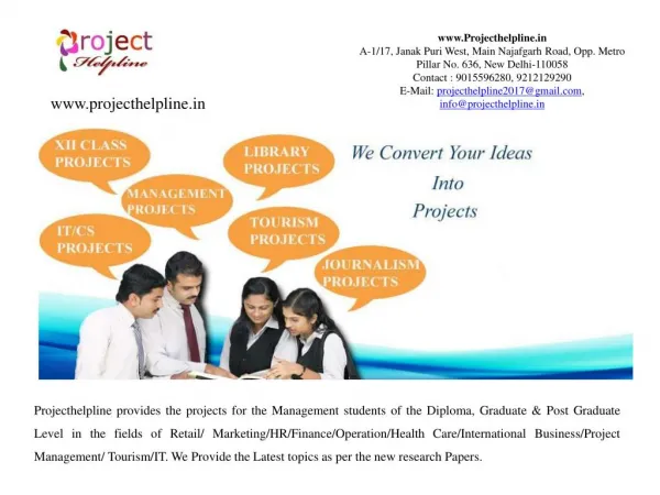 Management Projects Available for BBA/MBA Students