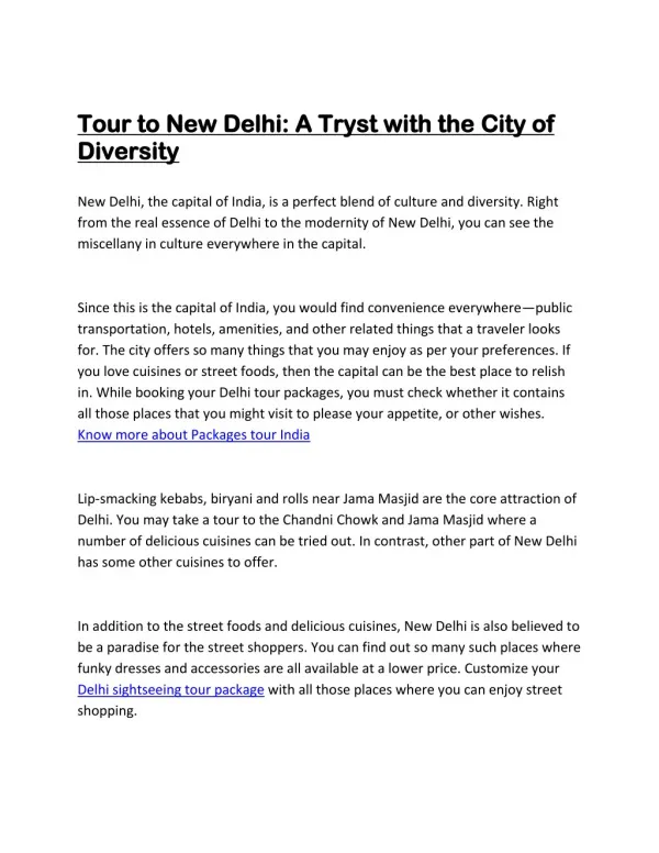 Tour to New Delhi: A Tryst with the City of Diversity