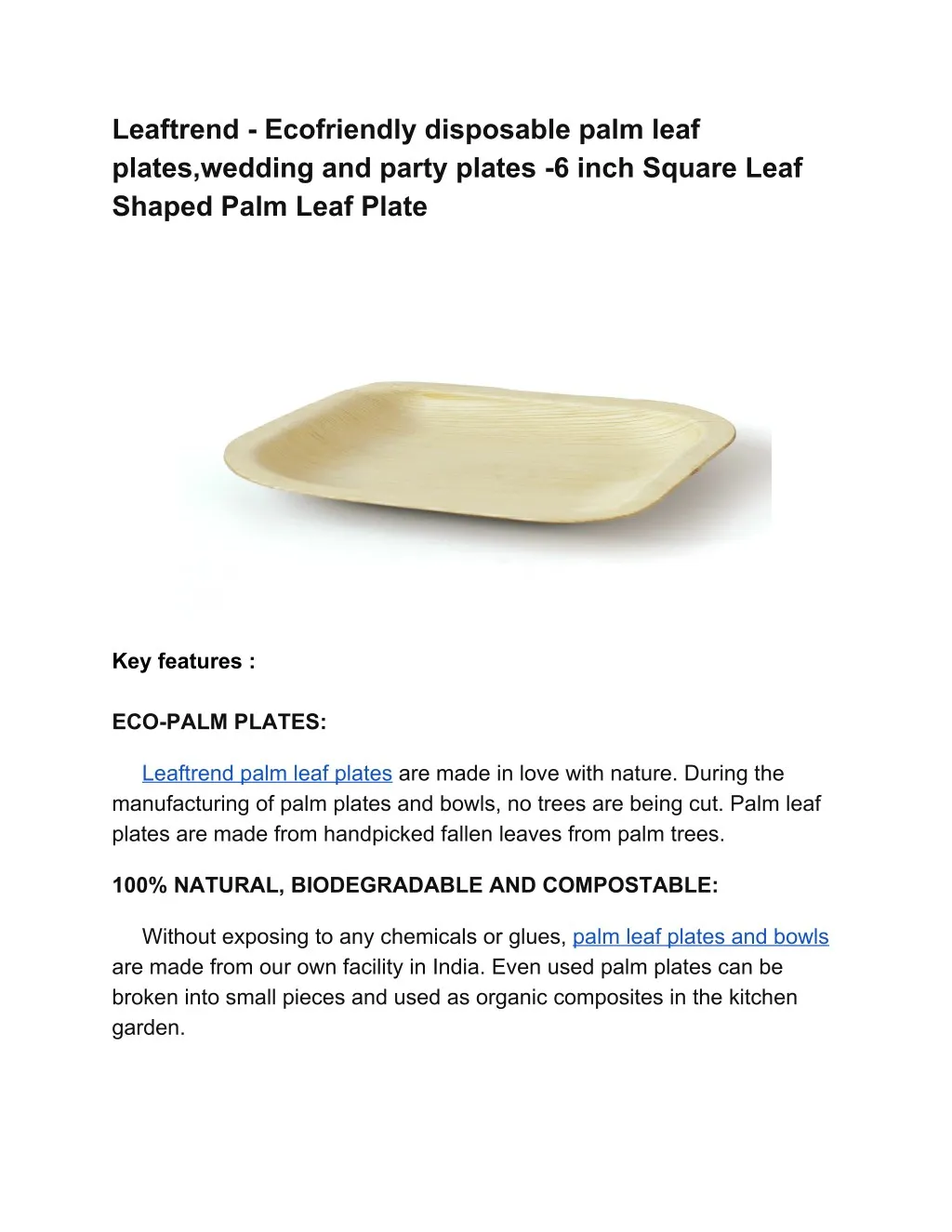 leaftrend ecofriendly disposable palm leaf plates