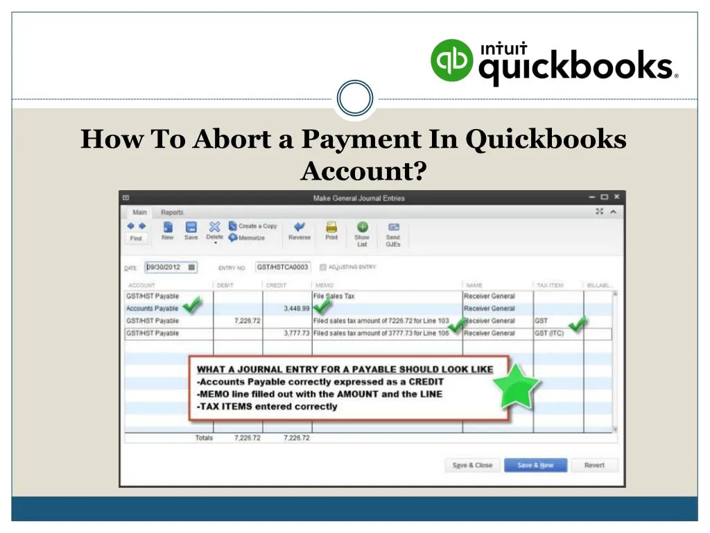 how to abort a payment in quickbooks account