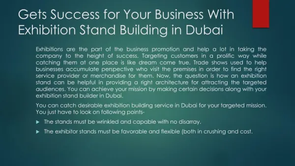 Gets Success for Your Business With Exhibition Stand Building in Dubai