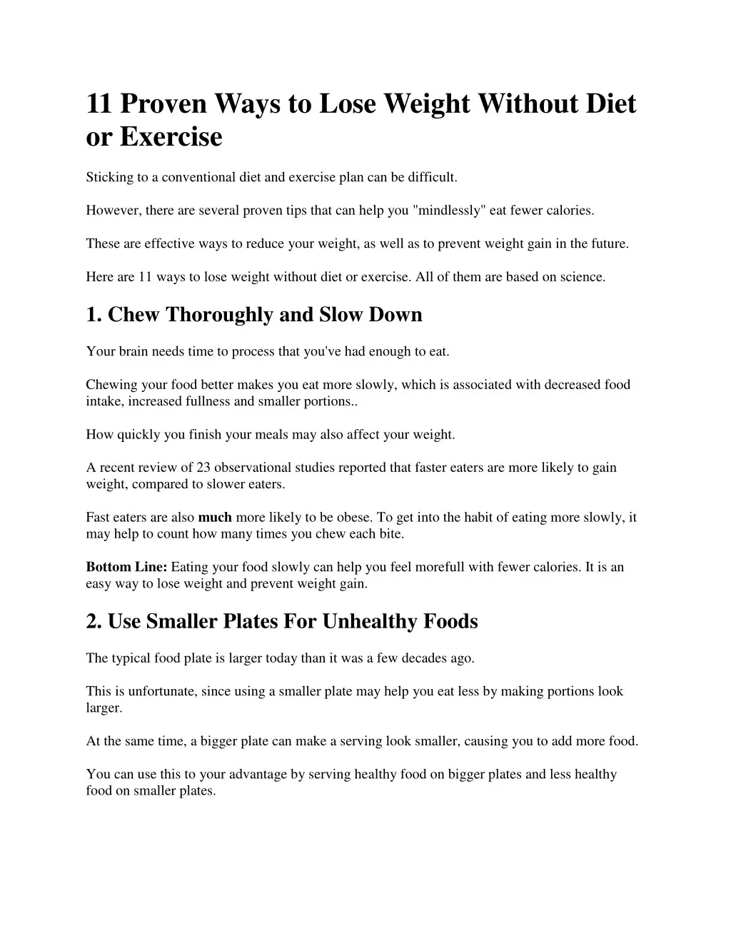PPT - 11 Proven Ways to Lose Weight Without Diet or Exercise PowerPoint  Presentation - ID:7676468