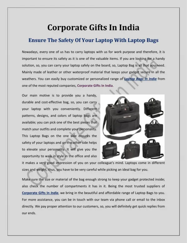 Ensure The Safety Of Your Laptop With Laptop Bags