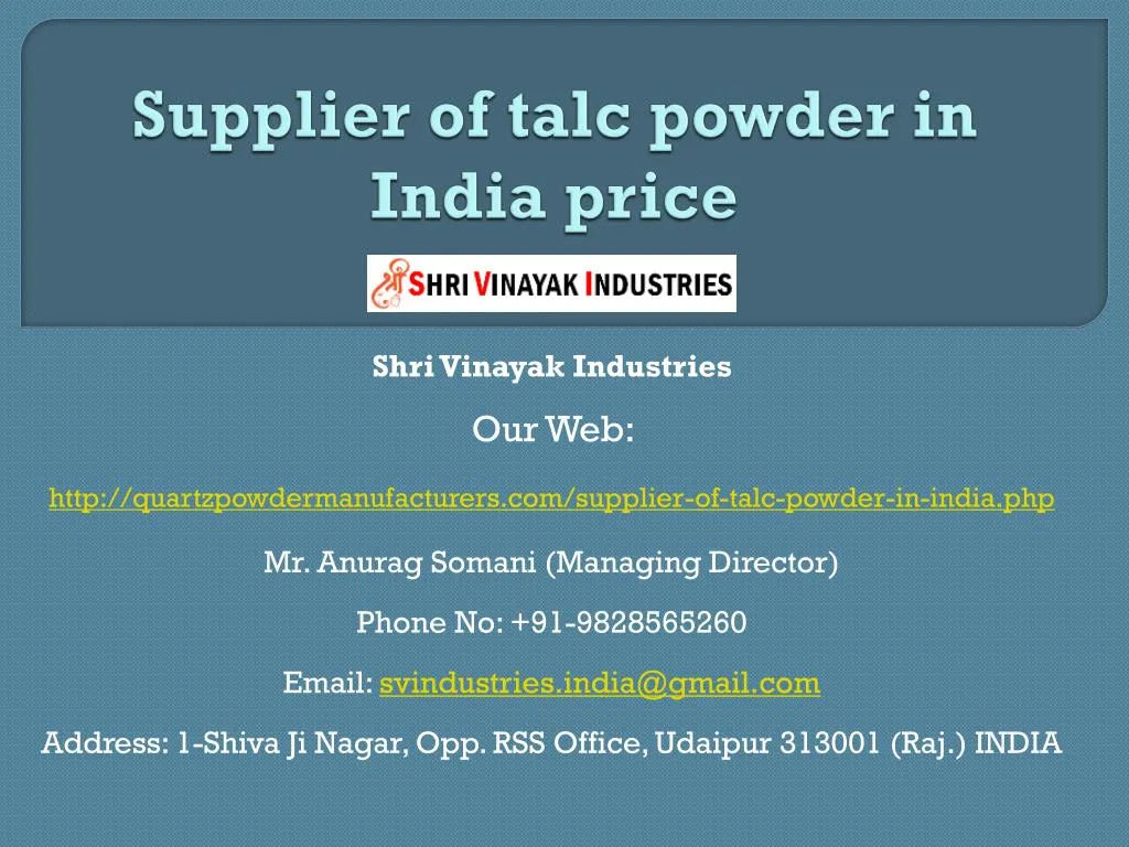 supplier of talc powder in india price