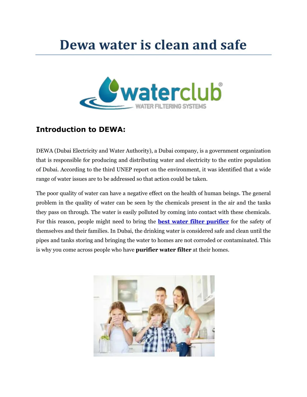 dewa water is clean and safe