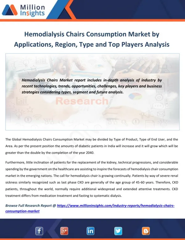 Hemodialysis Chairs Consumption Market Shares, Strategies and Forecasts, Analysis and Overview