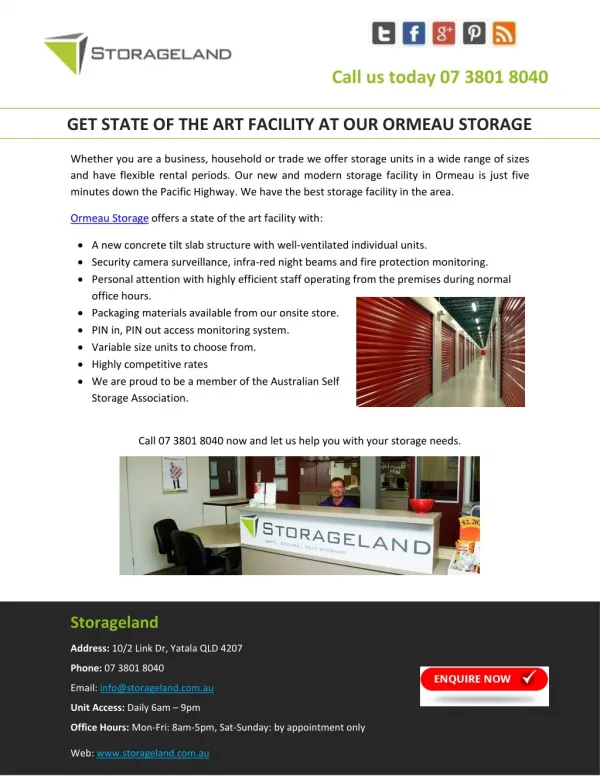 GET STATE OF THE ART FACILITY AT OUR ORMEAU STORAGE