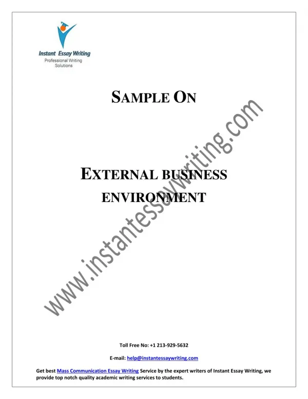 Sample Report on External Business Environment By Instant Essay Writing