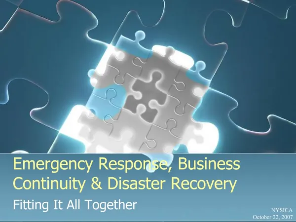 Emergency Response, Business Continuity Disaster Recovery