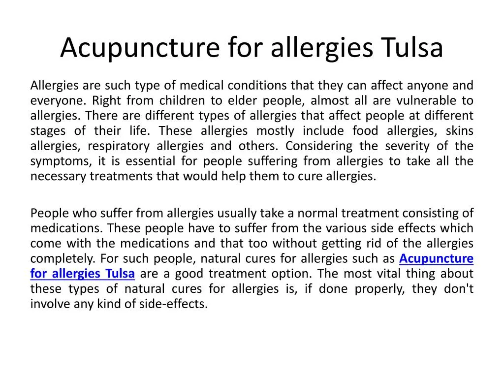 acupuncture for allergies tulsa