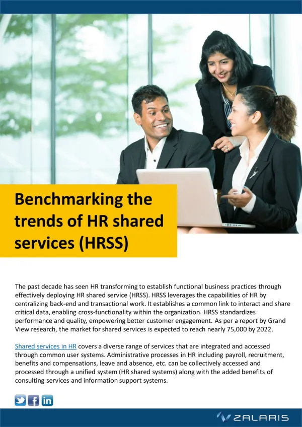 Benchmarking the trends of HR shared services (HRSS)