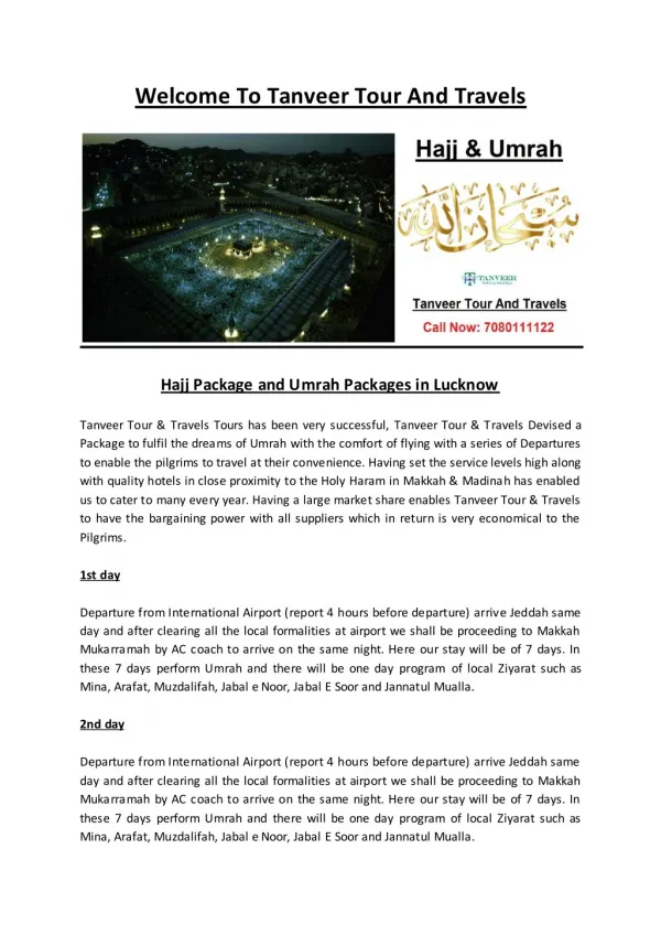 Hajj Package and Umrah Packages in Lucknow