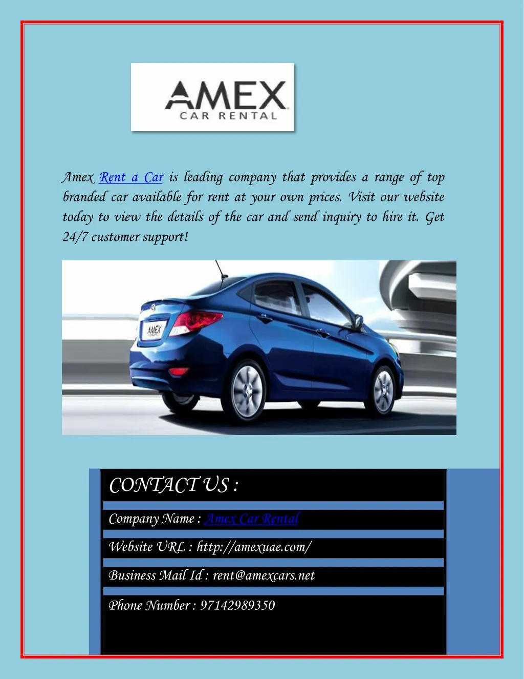 amex rent a car is leading company that provides