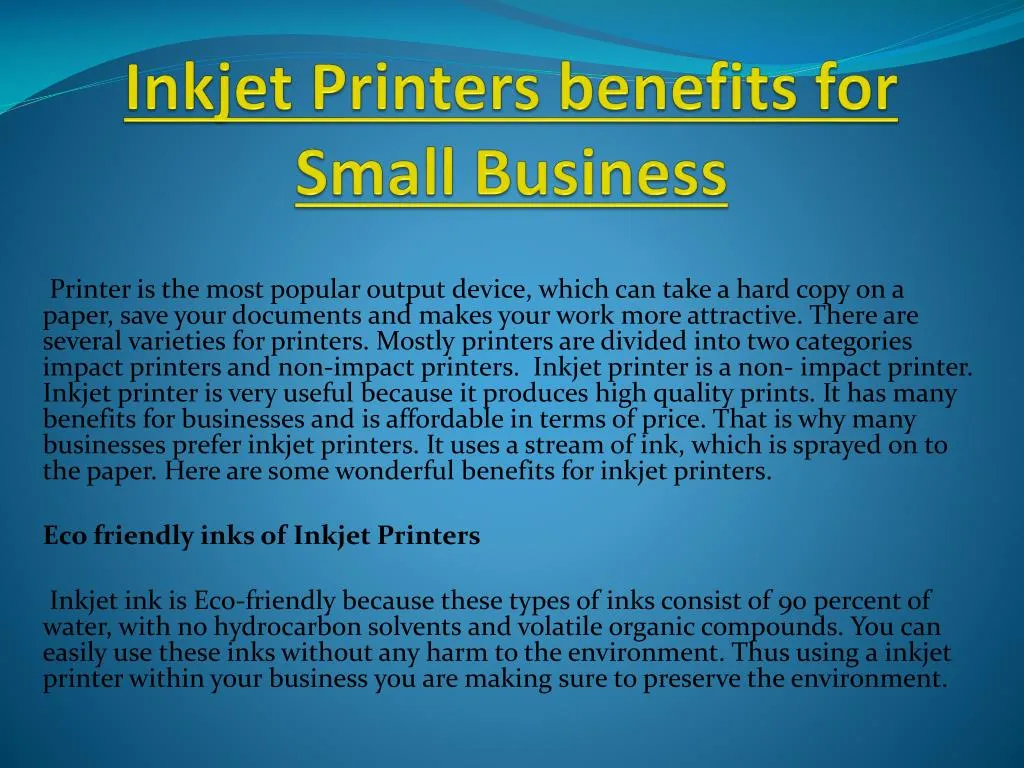 inkjet printers benefits for small business