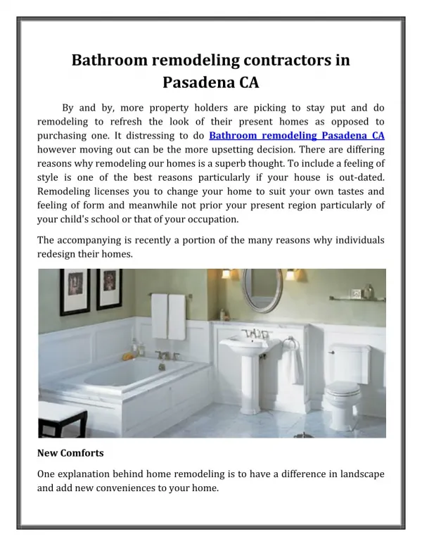 Bathroom remodeling Pasadena CA