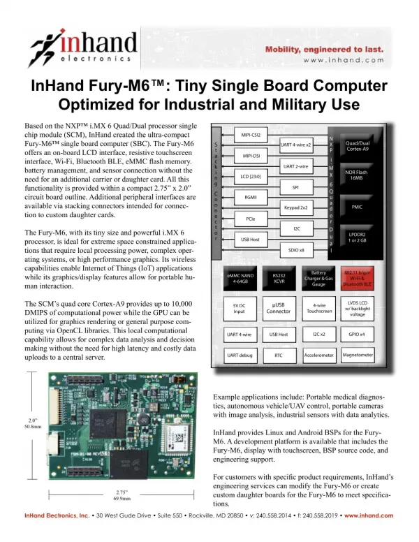 InHand Fury-M6™: Tiny Single Board Computer