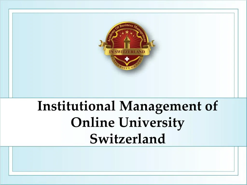 institutional management of online university switzerland
