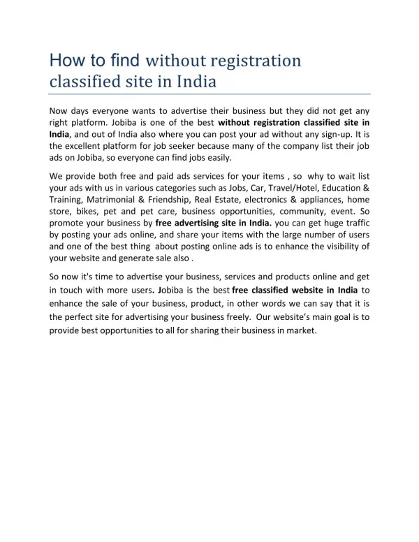 free classified website in India
