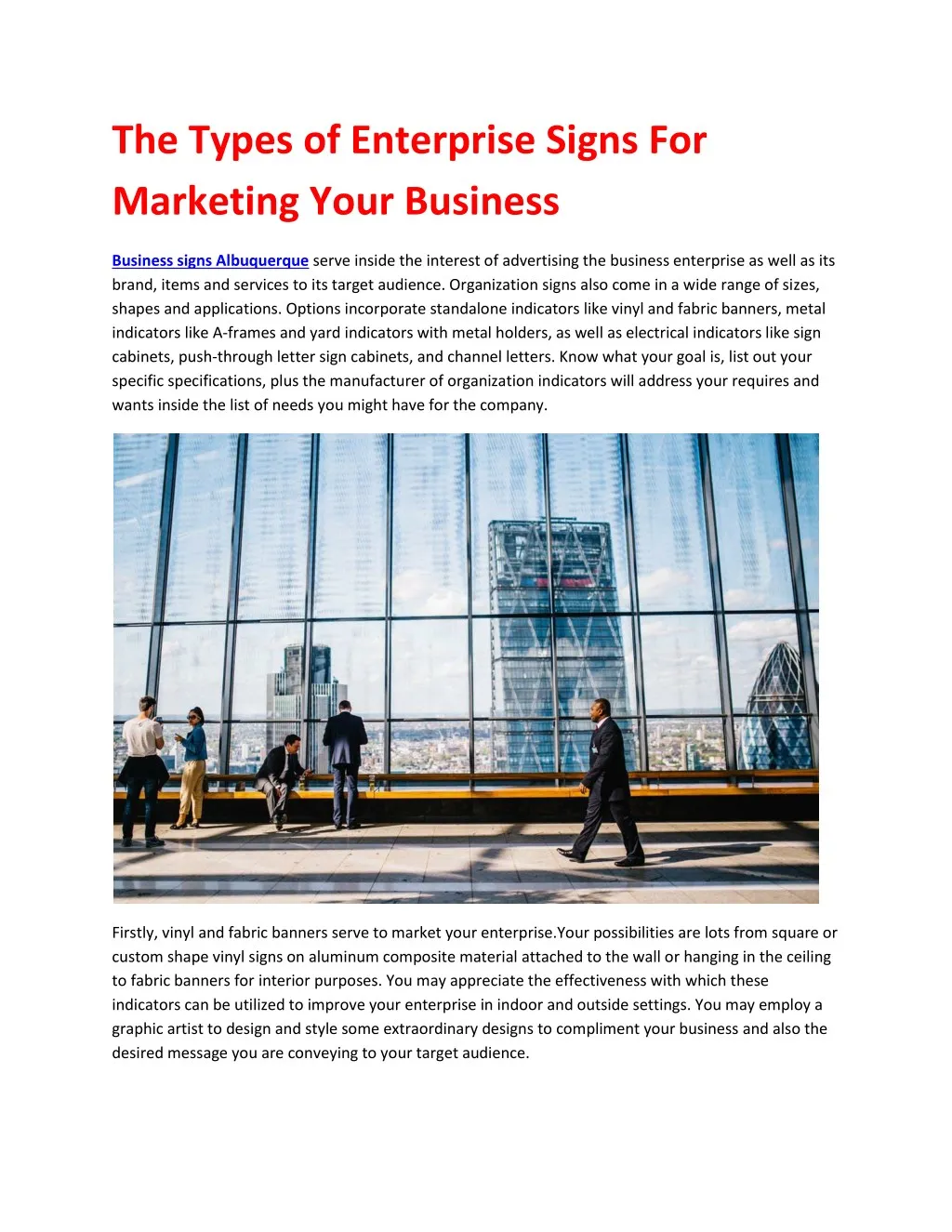 the types of enterprise signs for marketing your