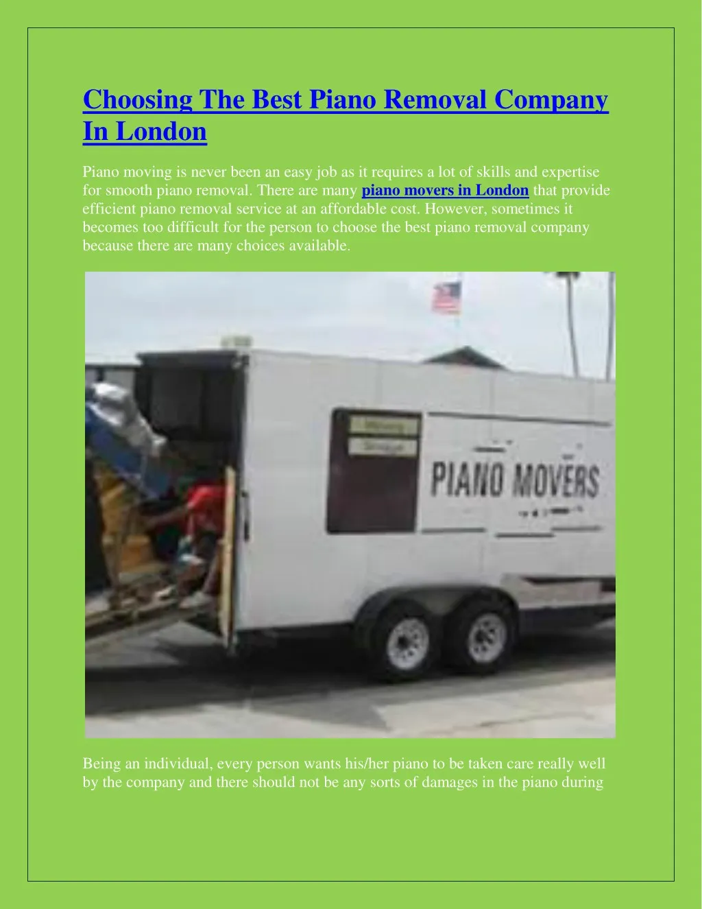 choosing the best piano removal company in london