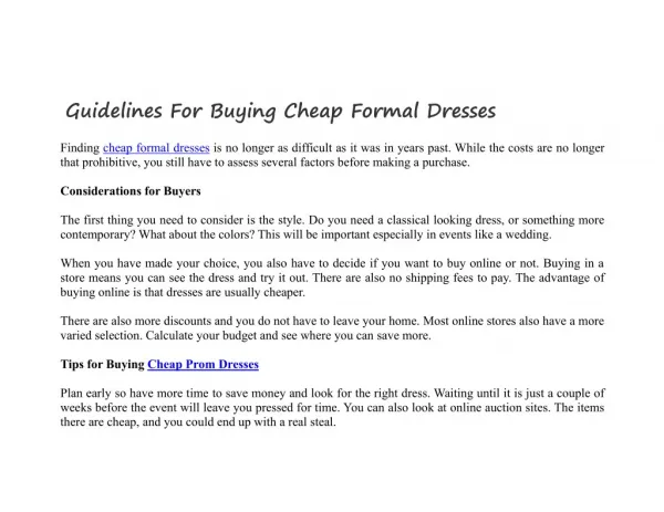 Guidelines For Buying Cheap Formal Dresses