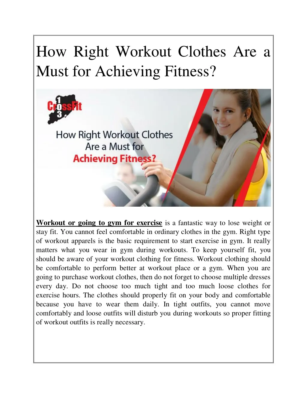 how right workout clothes are a must